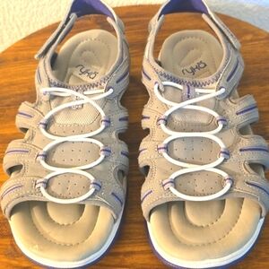 Ryka|Women's Light Gray and Purple Sandals Hiking Trail Swim Outdoor New! Sz.12M